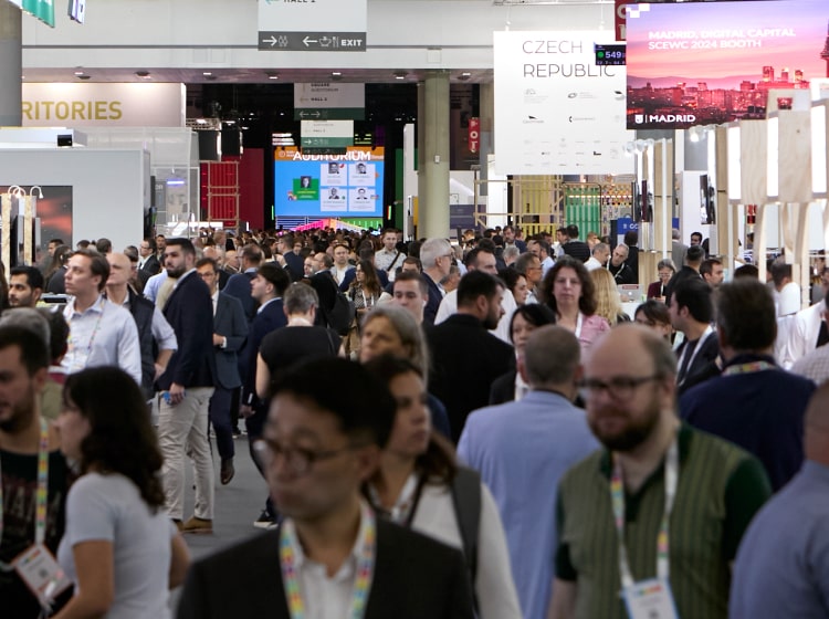 A crowd of visitors in the busy SCEWC venue.